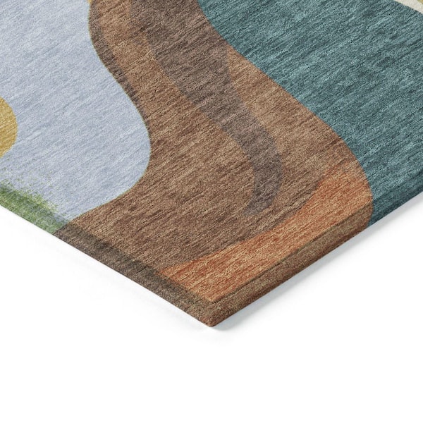 Chantille Machine Washable Indoor/Outdoor Abstract ACN2186 Gold 8 ft. x 8 ft. Area Rug