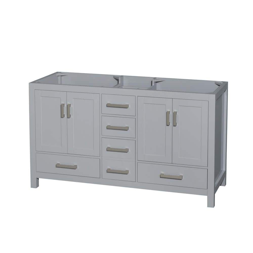 Sheffield 59 in. W x 21.5 in. D x 34.25 in. H Double Bath Vanity Cabinet without Top in Gray price history on PriceWatchPro