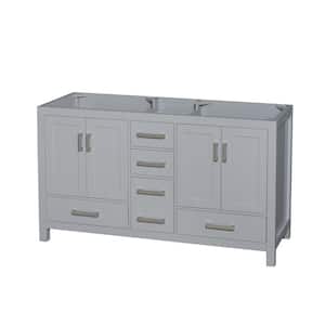 Sheffield 59 in. W x 21.5 in. D x 34.25 in. H Double Bath Vanity Cabinet without Top in Gray
