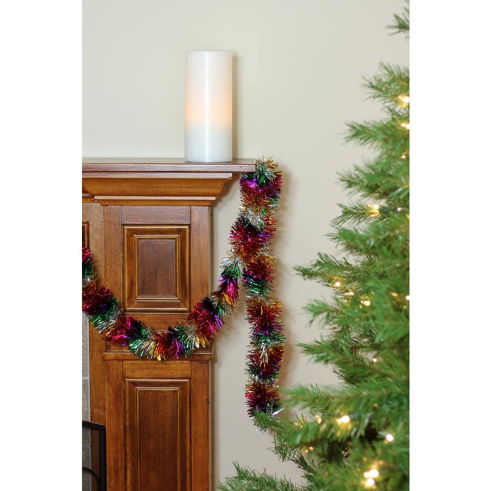 50' Shiny Rainbow Foil Tinsel Christmas Garland