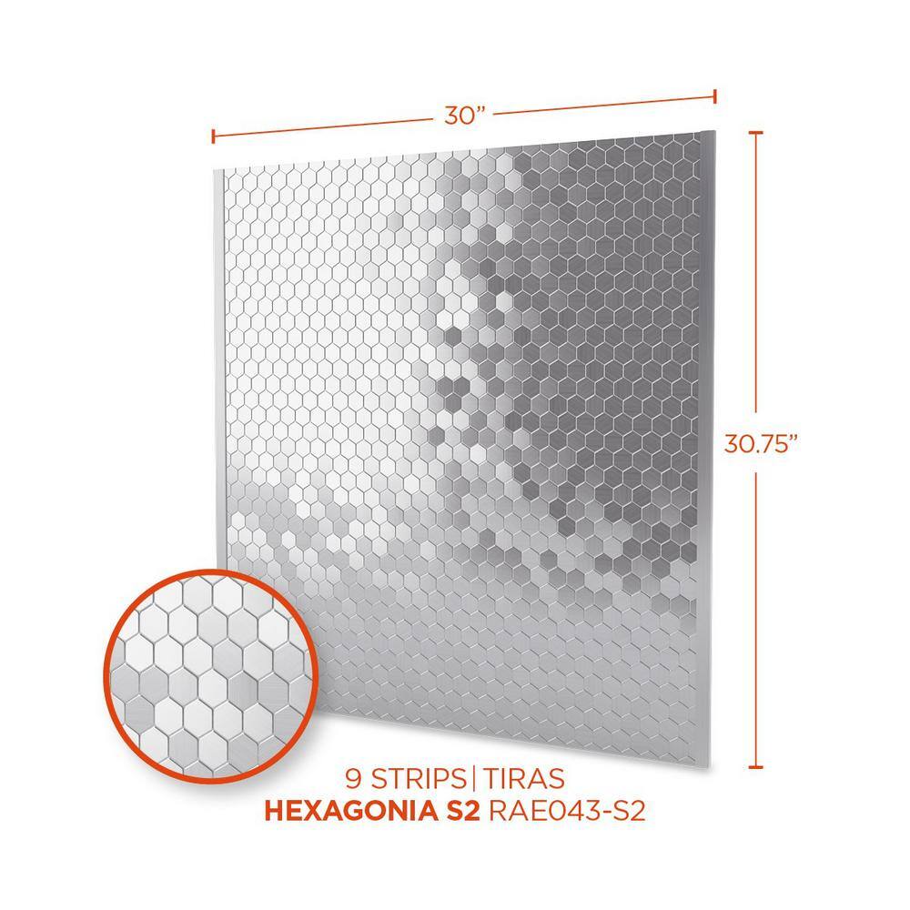 30'' Silver Metal Hexagonal Peel and Stick Backsplash Tile