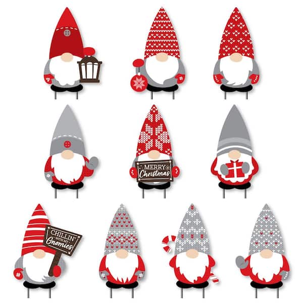 Big Dot of Happiness 13.75 in. H Christmas Gnomes Lawn Decorations ...