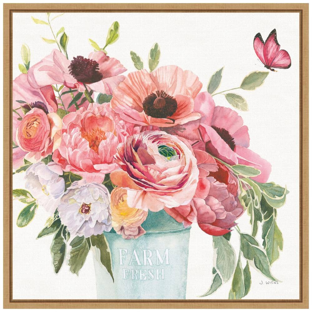 Boho Bouquet XIII Natural Maple Framed Canvas Wall Art