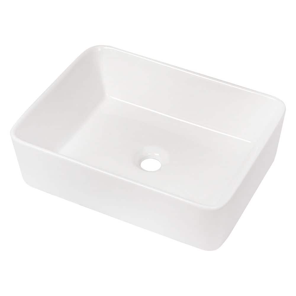 19 in. Vessel Bathroom Sink 15 in. in White Ceramic with Easy-Clean Surface and Standard Drain Opening price history on PriceWatchPro