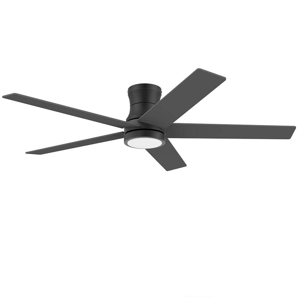 52 in. Contemporary Black Two-Tone Blades Brown Blades Flush Mount Standard Ceiling Fan with Light price history on PriceWatchPro