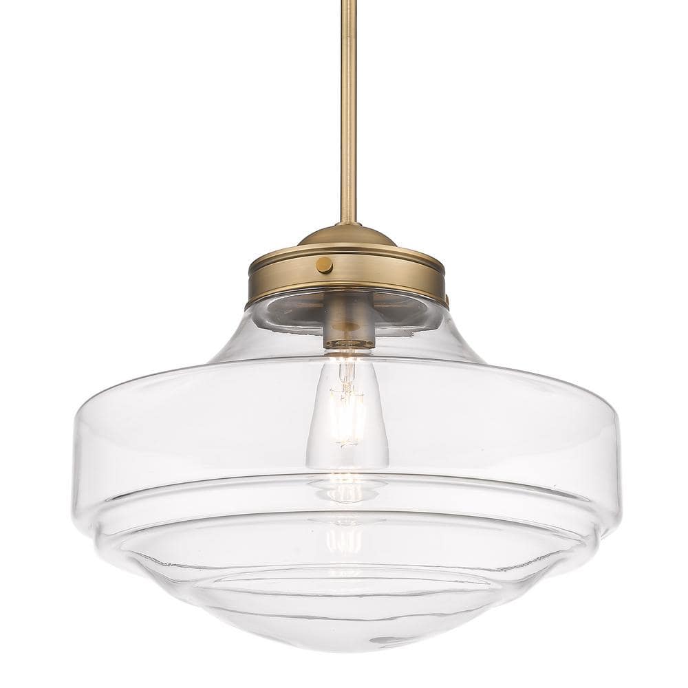 Golden Lighting Ingalls 1-Light Modern Brass Clear Glass Standard Pendant  Light 0508-L MBS-CLR - The Home Depot