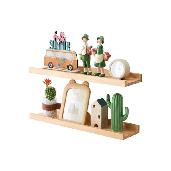 Set of 2 24 in. W x 6 in. D Cream Wood Decorative Wall Shelf