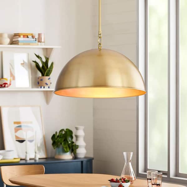 Rennnsan Molly 1-Light 18.1 in. Aged Brass Curved Edge lsland Dome Pendant Light