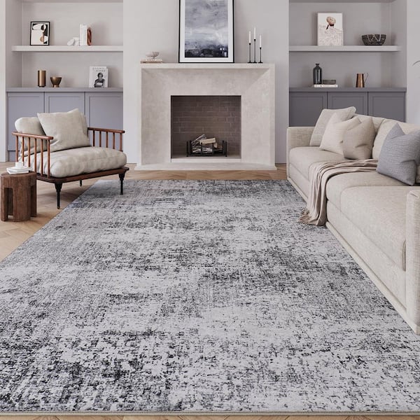 Mist 8 ft. x 10 ft. Grey Modern Abstract Area Rug