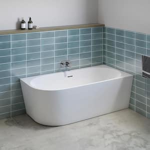 Willie-R 65 in. x 31.5in. Rectangular Soaking Bathtub with Center Drain in High Gloss White