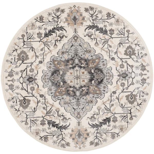 Nourison Elation Ivory Grey 8 ft. x 8 ft. Center medallion Traditional ...