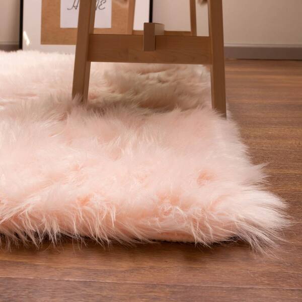 Super Area Rugs Serene Silky Faux Fur, Hot Pink Fur Area Rug