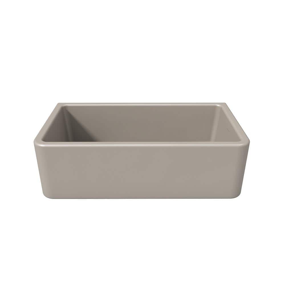 30" Silver Fireclay Farmhouse Apron-Front Single Bowl Kitchen Sink