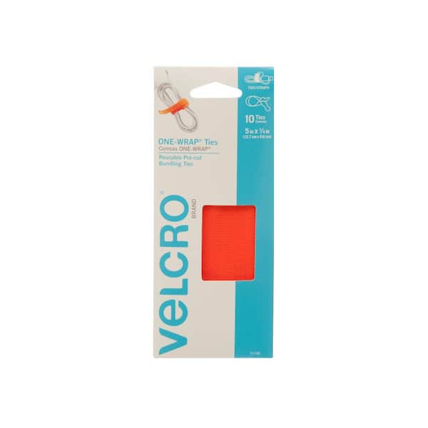 VELCRO 5 in. x 1/4 in. One-Wrap Tie One-Bright, Orange