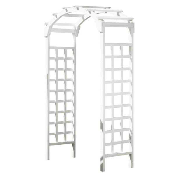 Unbranded White Arch 84 in. x 48 in. Outside Wooden Garden Arbor