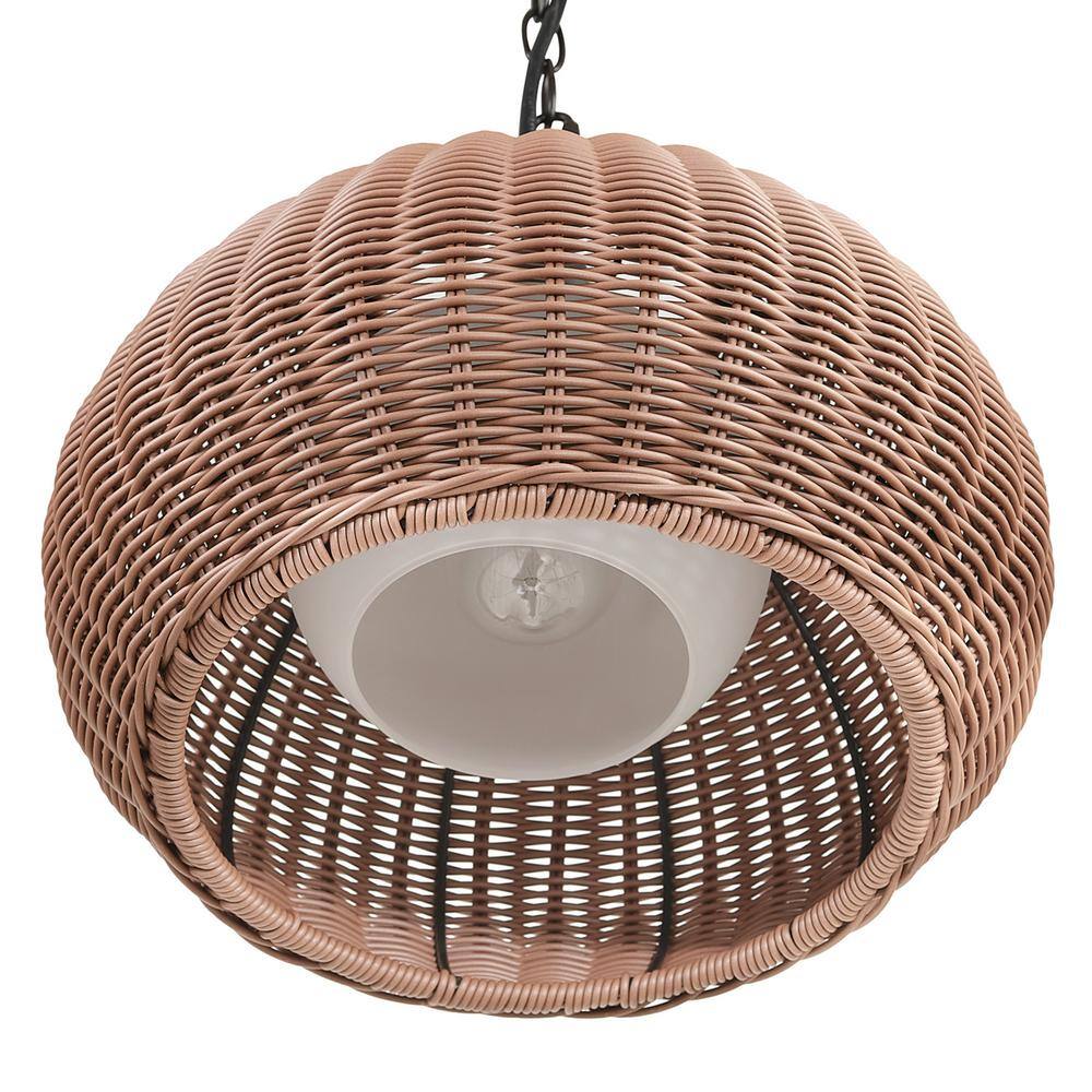 Bronze Rattan Shade Indoor/Outdoor Pendant Light