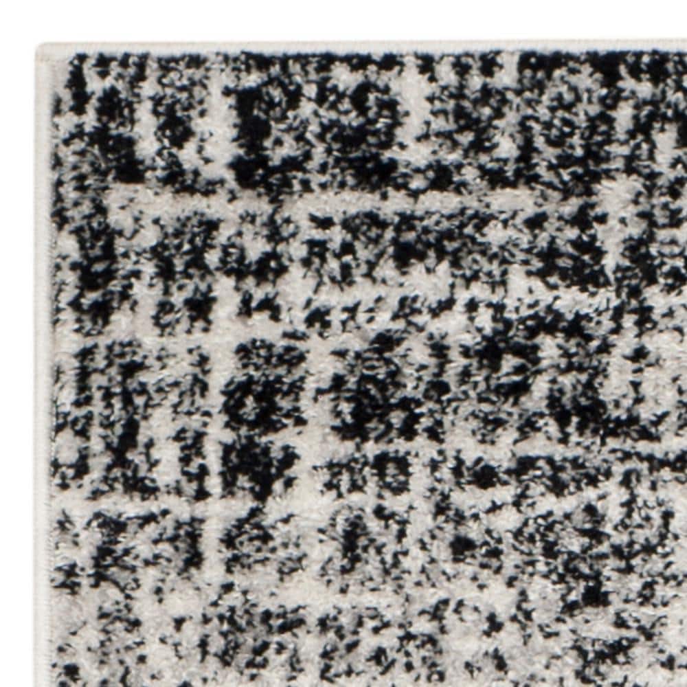 Chic Silver and Black Synthetic 30" Easy-Care Runner Rug