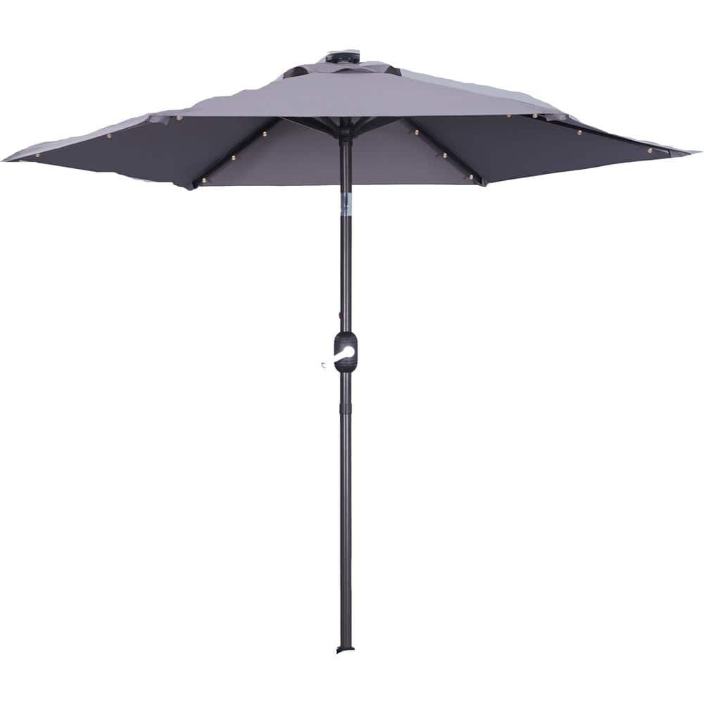9 ft. Outdoor Patio Umbrella Flip Market Umbrella with Crank and LED Light 