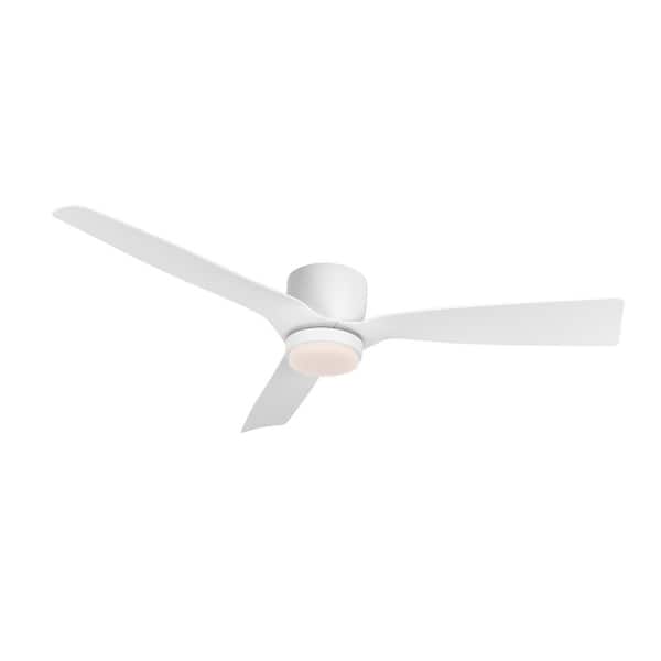 raccroc 52 in. LED Indoor Outdoor White ABS Finish Ceiling Fan with 1-Light and Remote Control
