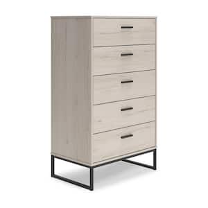 29.88 in. Beige and Black 5-Drawer Chest of Drawers