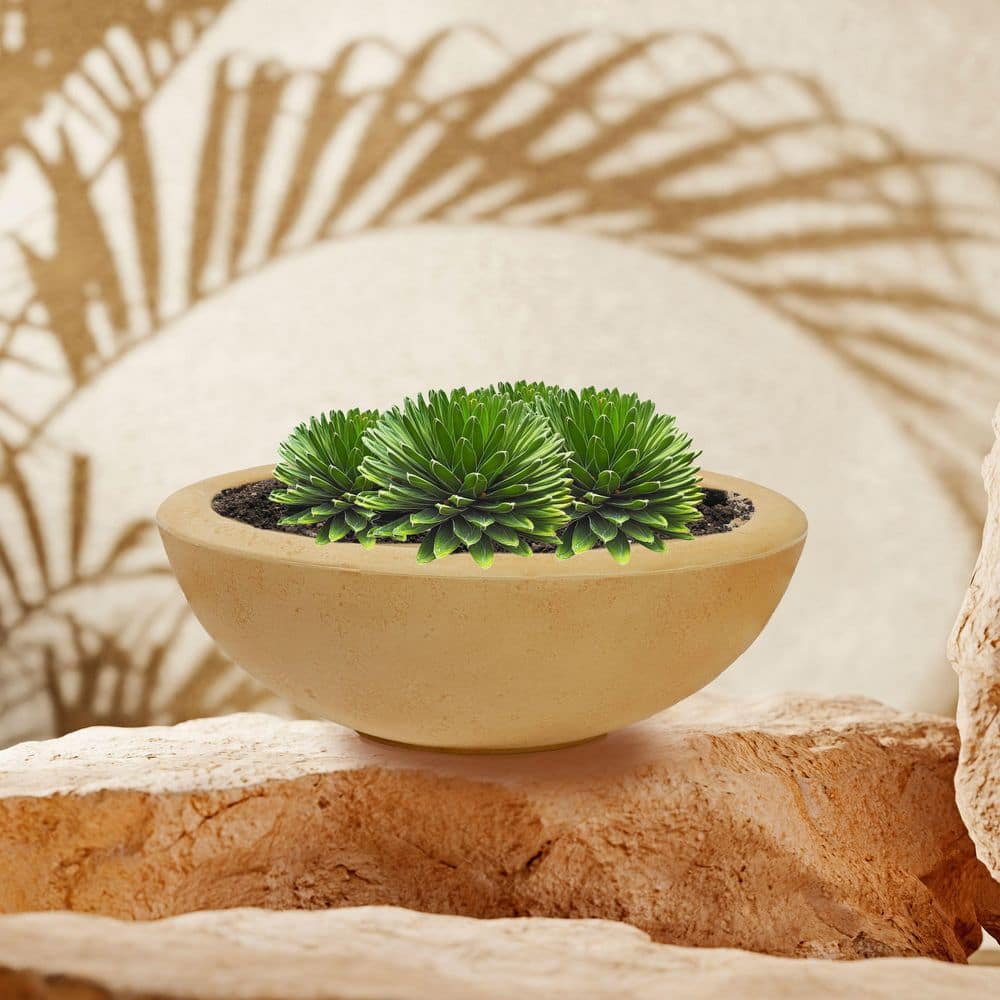 Percival Sand Polyresin Round Outdoor Planter, 20.75"