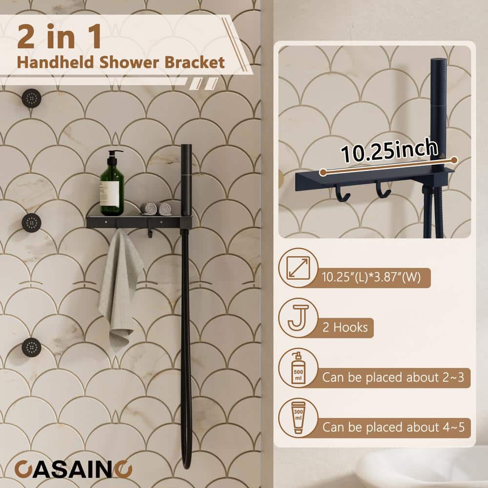 Nickel Dual Head Wall Mounted Shower System with Body Jets