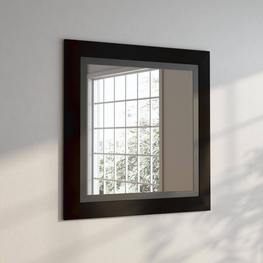 39 in. x 39 in. Attractive Matte Black Square Vanity Wall Mirror S053L ...