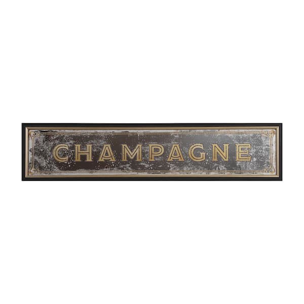 1-Piece Framed Textual Art Drink Art Print "Champagne" 0.8 in. x 38.3 in.