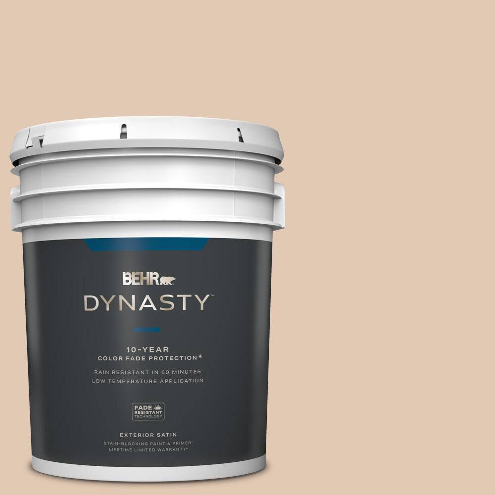 BEHR DYNASTY 5 gal. 290E2 Oat Cake Satin Enamel Exterior StainBlocking Paint & Primer 965005