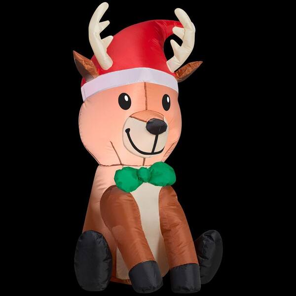 Gemmy 22.84 in. D x 23.62 in. W x 42.13 in. H Inflatable Outdoor Reindeer with Hat