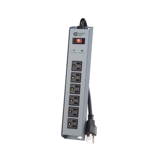 6-Outlet 8ft Metal Power Strip Surge Protector