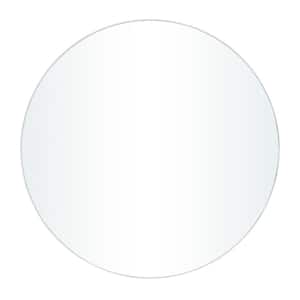42 in. x 42 in. Round Framed White Wall Mirror with Thin Frame