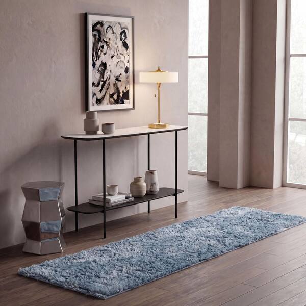 Rainbow Shag 2 ft. x 6 ft. Gray Solid Runner Rug