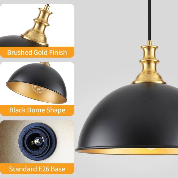ZSMIHDOH 1-Light Black Modern Pendant Light With Metal Dome Shade