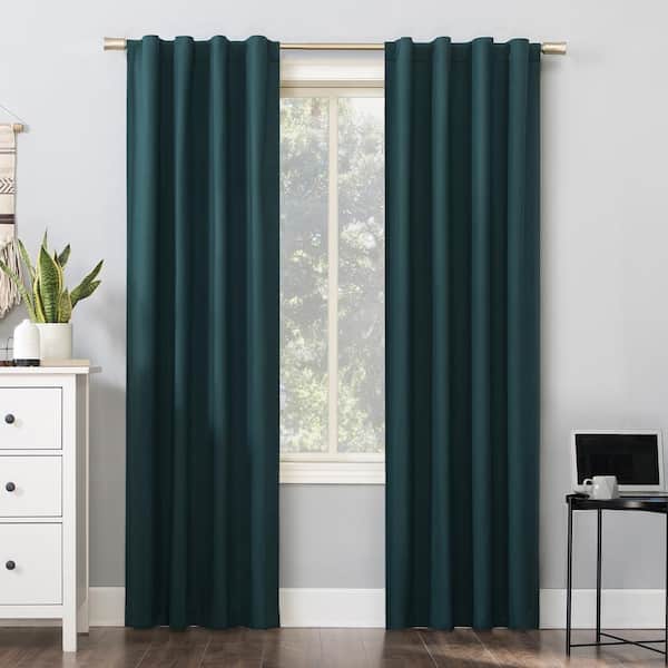 Sun Zero Cyrus Teal Polyester Solid 40 in. W x 63 in. L Noise Cancelling Grommet Blackout Curtain