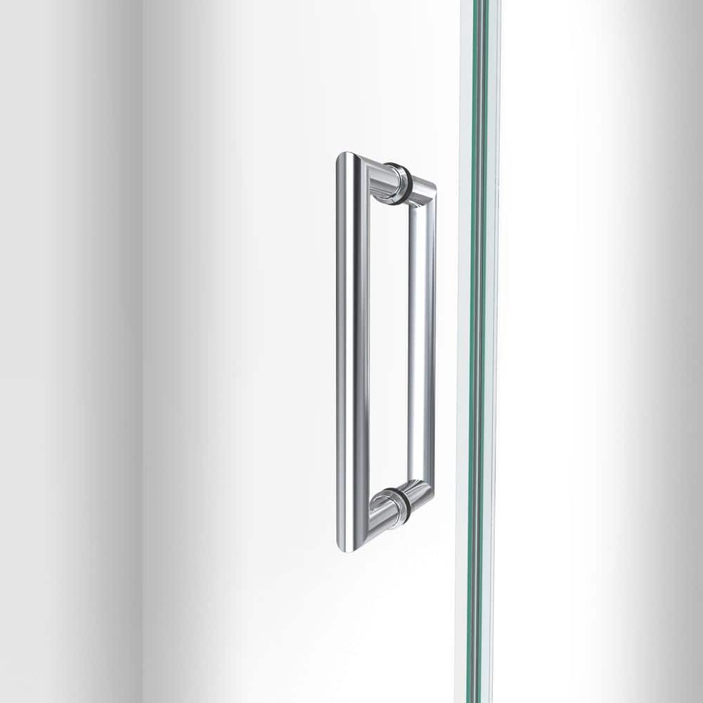 Unidoor-LS 43" Black Frameless Swing Shower Door with ClearMax Glass