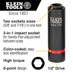 5/8 in. and 7/16 in. 2-in-1 Impact Socket, 6-Point