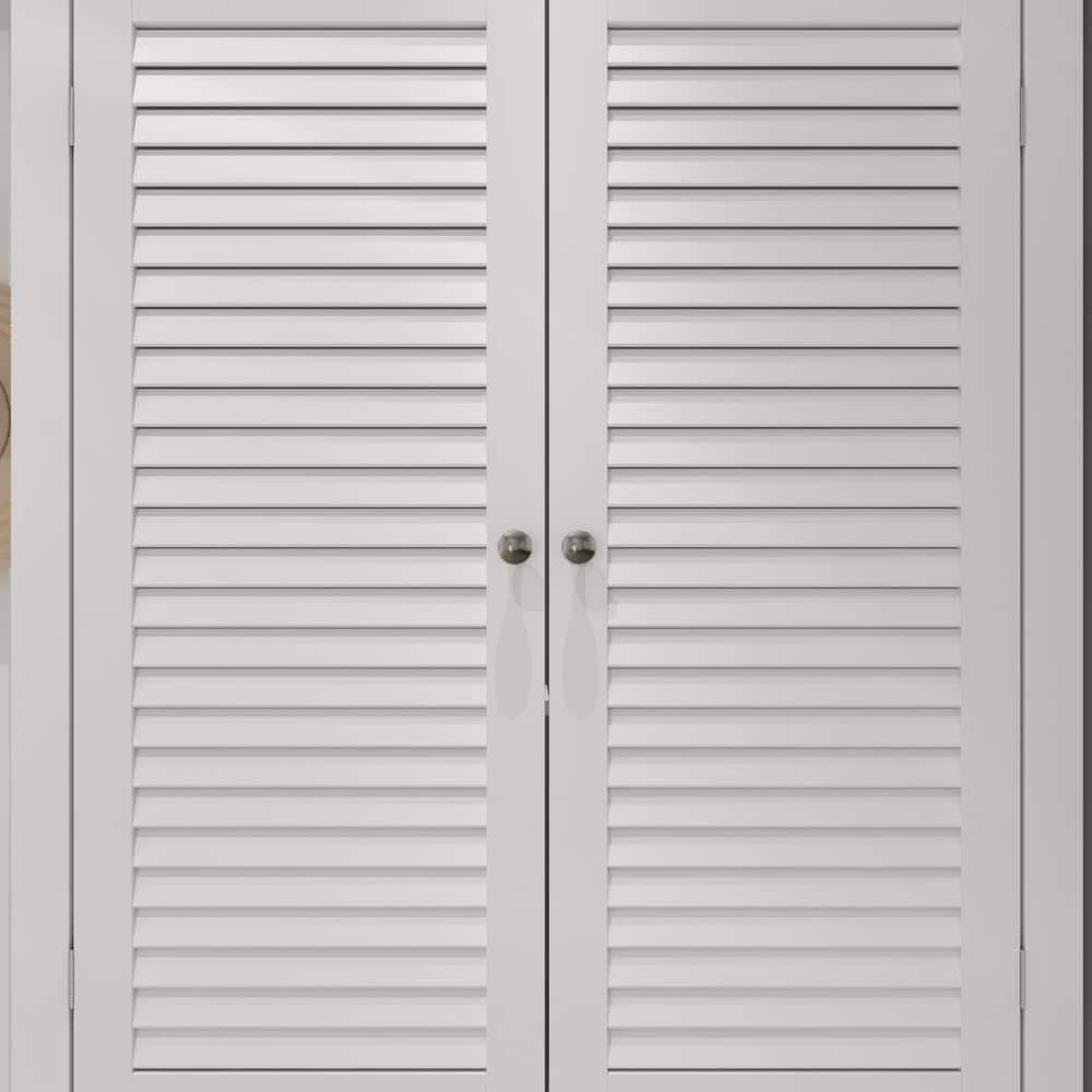 White Gloss 71.6" Tall Kitchen Pantry with Shutter Doors