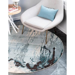 Estrella Sebastia Light Blue 6' 0 x 6' 0 Round Rug