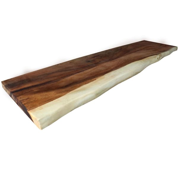 12 in. W x 48 in. D finished Live Edge Saman Decorative Wall Shelf