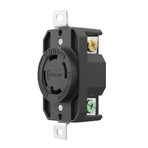 30 Amp 125/250V NEMA L14-30R Locking Receptacle, Industrial Grade Grounding Twist Lock Outlet, Black