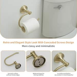 Wall Mounted Bathroom Accessories Toilet Paper Holder Rustic Bathroom Tissue Holder in Brushed Gold