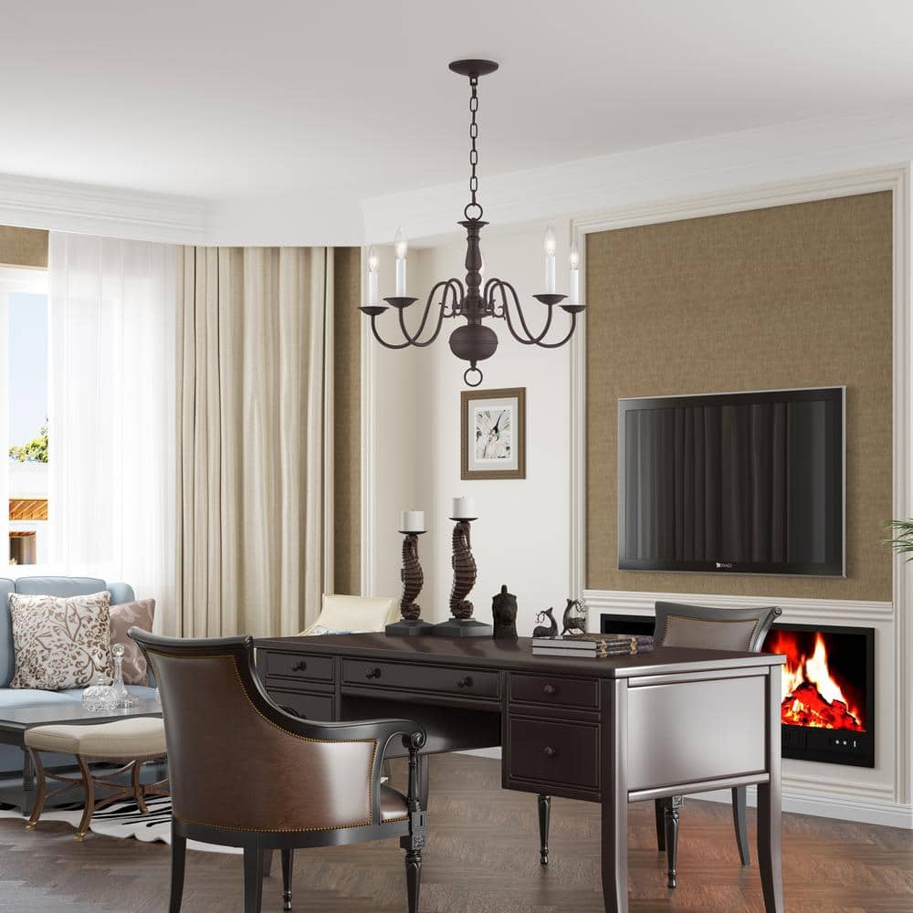 Elegant Williamsburgh 5-Light Bronze Steel Chandelier