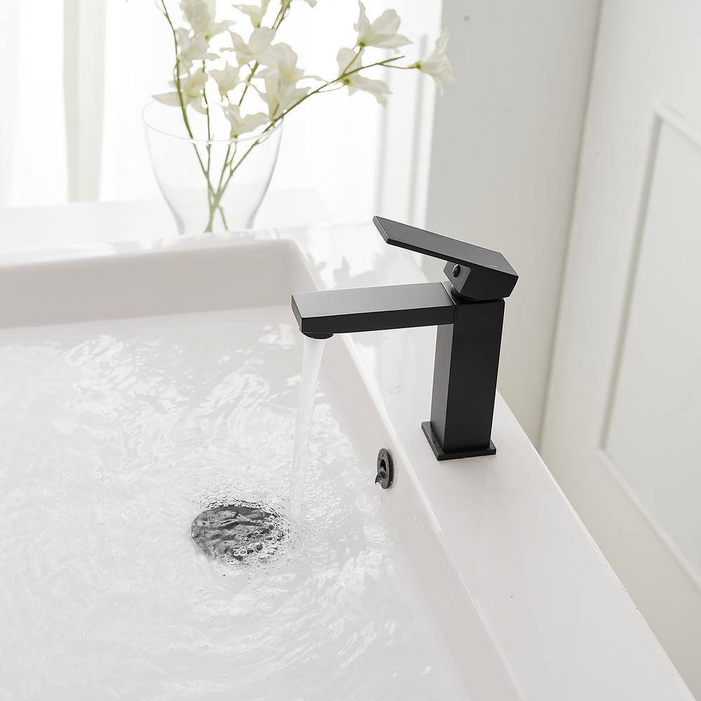 Matte Black Stainless Steel Single-Handle Bathroom Faucet