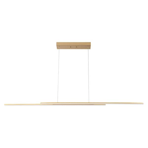 Sam 2-Light Brushed Gold Dimmable LED Linear Kitchen Island Pendant Light