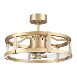 Alexis 18 in. Indoor Satin Brass Ceiling Fan, Integrated LED Light Kit Smart Wi-Fi Enabled Remote with Voice Activation