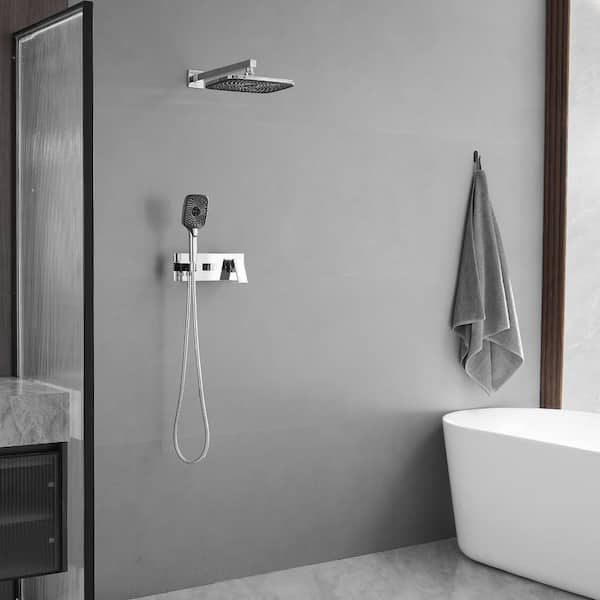Single Handle Rainfall System Shower Faucet 2.5 GPM with Adjustable Flow Rate and Handheld in Chrome (Valve Included)