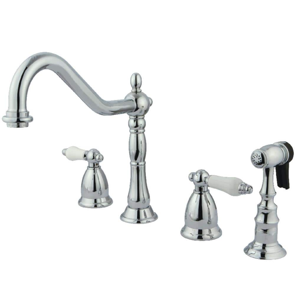 Kingston Brass Heritage 2-Handle Standard Kitchen Faucet with Side ...