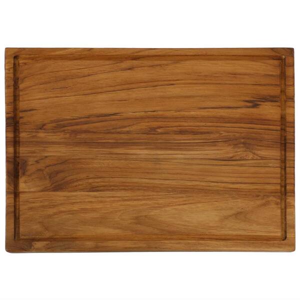 Sunnydaze 16 in. x 12 in. Rectangle Wooden Teak End Grain Cutting Board with Cured Beeswax Finish