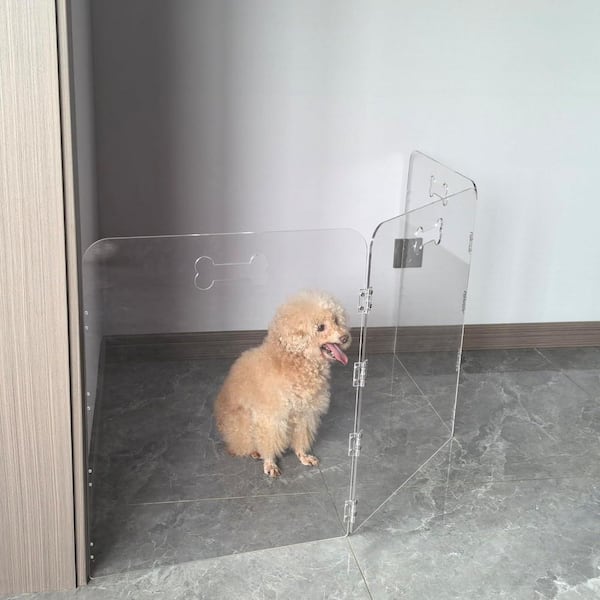 KIWDZFU Acrylic Dog Playpen 60 W x 24 H Pre-Assembled Foldable